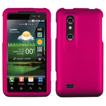 For LG Thrill 4G / Optimus 3D P920 Cover Hard Case Rubberized R-Pink