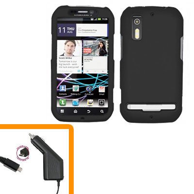 For Motorola Photon 4G Car Charger +Hard Case Black