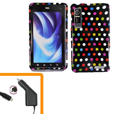 For Motorola Droid 3 XT862 Car Charger +Hard Case R-Dot