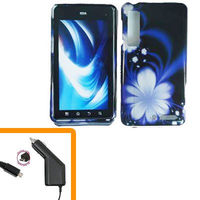 For Motorola Droid 3 XT862 Car Charger +Hard Case B-Flower