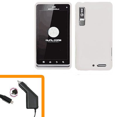 For Motorola Droid 3 XT862 Car Charger +Hard Case White