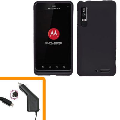 For Motorola Droid 3 XT862 Car Charger +Hard Case Black