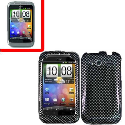 For HTC Wildfire S Cover Hard Case Carbon Fiber + Screen Protector 2-in-1