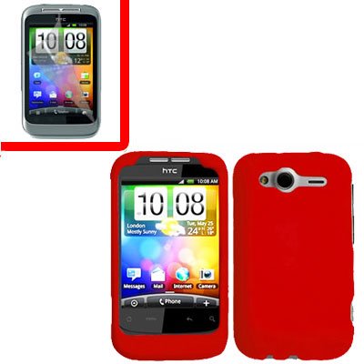 For HTC Wildfire S Cover Hard Case Red + Screen Protector 2-in-1