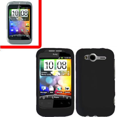 For HTC Wildfire S Cover Hard Case Black + Screen Protector 2-in-1