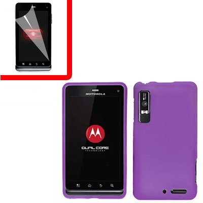 For Motorola XT860 4G Cover Hard Case Purple +Screen 2-in-1