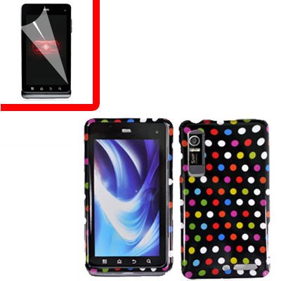 For Motorola Droid 3 XT862 Cover Hard Case R-Dot +Screen 2-in-1