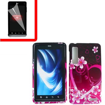 For Motorola Droid 3 XT862 Cover Hard Case Love +Screen 2-in-1