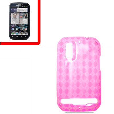 For Motorola Photon 4G/ Electrify MB855 Cover PTU Case D-Clear -Pink +Screen 2-in-1