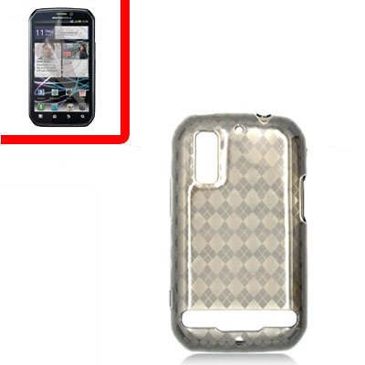 For Motorola Photon 4G/ Electrify MB855 Cover TPU Case D-Clear -Smoke +Screen 2-in-1