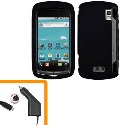 For LG Genesis US760 Car Charger +Cover Hard Case Black 2-in-1