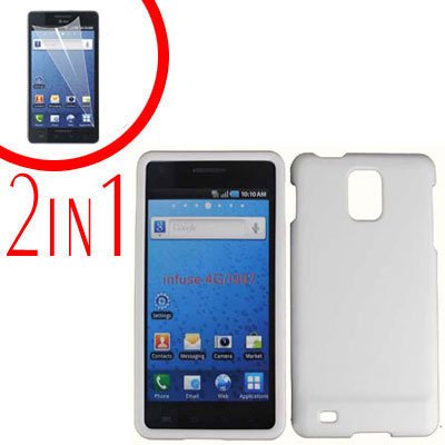 For Samsung Galaxy S Infuse 4G Cover Hard Case White +Screen Protector