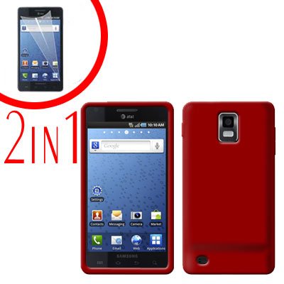 For Samsung Galaxy S Infuse 4G Cover Hard Case Red +Screen Protector