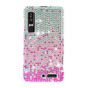 For Motorola XT860 4G / Droid 3 Cover Hard Case Crystal Bling Pink Splash