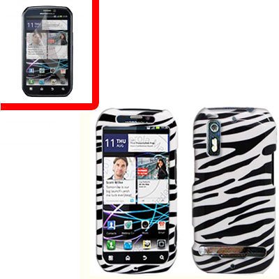 For Motorola Photon 4G MB855 Cover Hard Case Zebra +Screen 2-in-1