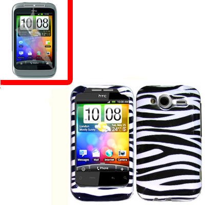 For T-Mobile HTC Wildfire S Cover Hard Case Zebra + Screen Protector 2-in-1