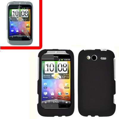For T-Mobile HTC Wildfire S Cover Hard Case Black +Screen Protector 2-in-1