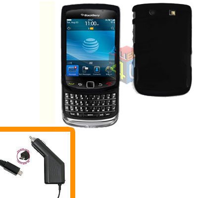 For BlackBerry Torch 9810 4G Car Charger + Cover Hard Case Black