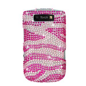 For BlackBerry Torch 9810 4G Cover Hard Case Crystal Bling Pink Zebra