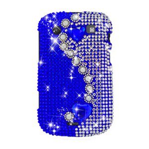 For BlackBerry Bold 9900 9930 Cover Hard Case Rhinestones-Pearl / Blue