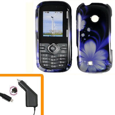 For LG Comos 2 VN251 Car Charger +Cover Hard Case B-Flower 2-in-1