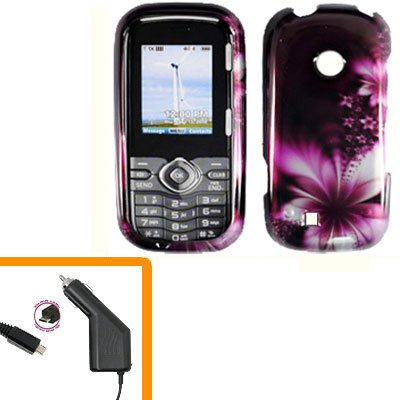 For LG Comos 2 VN251 Car Charger +Cover Hard Case L-Flower 2-in-1