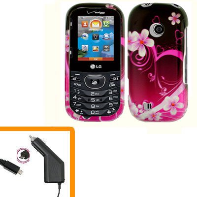 For LG Comos 2 VN251 Car Charger +Cover Hard Case Love 2-in-1
