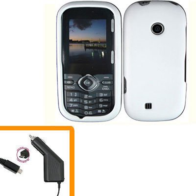 For LG Comos 2 VN251 Car Charger +Cover Hard Case White 2-in-1
