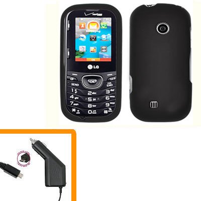 For LG Comos 2 VN251 Car Charger +Cover Hard Case Black 2-in-1