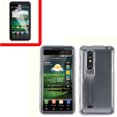 For LG Thrill 4G / Optimus 3D Cover Hard Case Clear +Screen 2-in-1