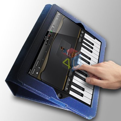 For Apple ipad 2 Cover Leather Case w/ Kick Stand D-Blue