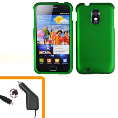 For Samsung Galaxy S II Epic 4G Touch Car Charger +Hard Case Green