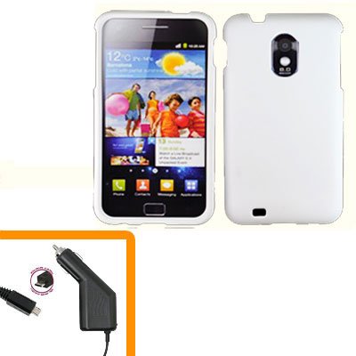 For Samsung Galaxy S II Epic 4G Touch Car Charger +Hard Case White