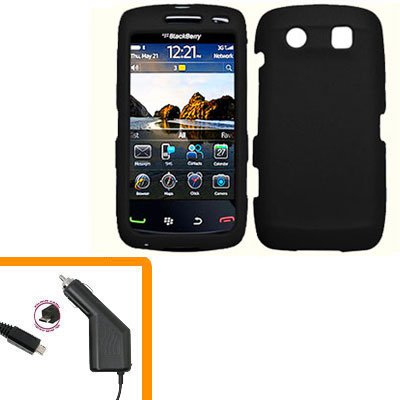 For BlackBerry Torch 9860 4G/ 9850 Car Charger + Cover Hard Case Black
