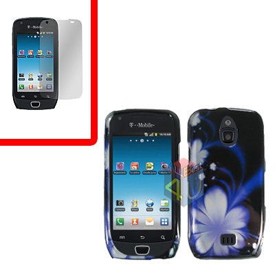 For Samsung Exhibit 4G T759 Cover Hard Case B-Flower +Screen Protector