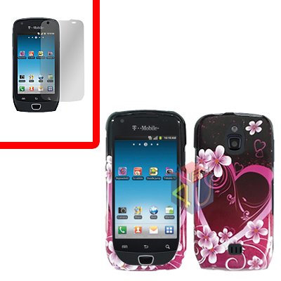 For Samsung Exhibit 4G T759 Cover Hard Case Love +Screen Protector