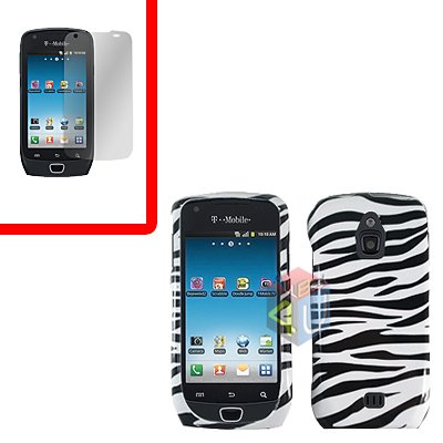 For Samsung Exhibit 4G T759 Cover Hard Case Zebra +Screen Protector
