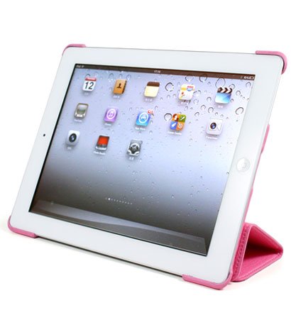 For Apple ipad 2 Cover Leather Case w/ Sleep Mode +Stand #Pink Tri-Pad Coutour