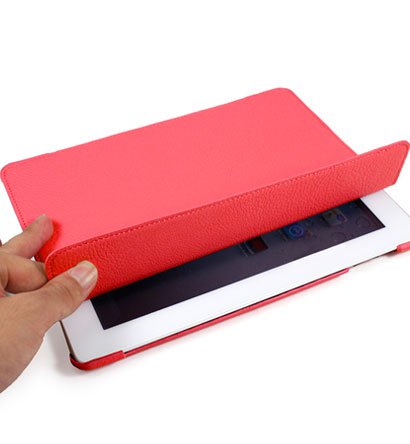 For Apple ipad 2 Cover Leather Case w/ Sleep Mode +Stand #Red Tri-Pad Coutour