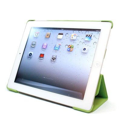For Apple ipad 2 Cover Case w/ Smart Mode / Fold Stand #Neon Green Tri-Pad Shell