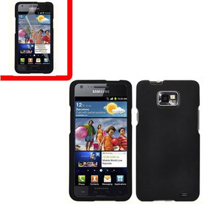 For AT&T Samsung Galaxy S II SGH-i777 Cover Hard Case Black+Screen 2 in1