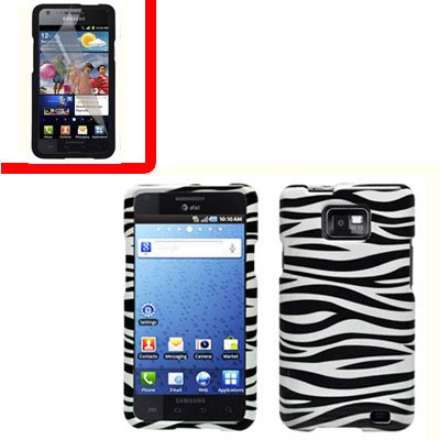 For AT&T Samsung Galaxy S II SGH-i777 Cover Hard Case Zebra +Screen 2 in1