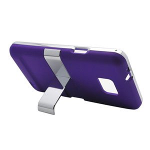 For AT&T Samsung Galaxy S II GT-9100 Cover Hard Phone Case Chrome/ Purple w Stand