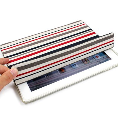 For Apple ipad 2 Cover TPU Case w/ Fold Stand Red Stripe