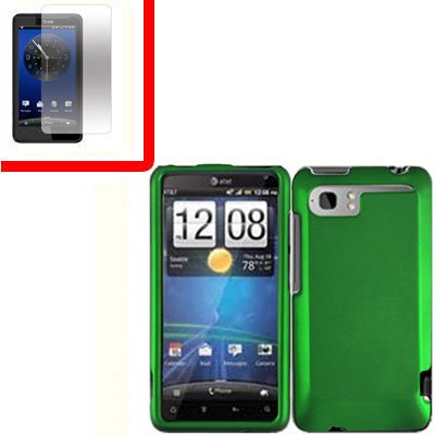 For HTC Vivid / Raider LTE 4G Cover Hard Phone Case Green + Screen 2-in-1
