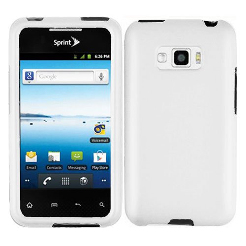For LG Optimus Elite Cover Hard Phone Case White +Screen Protector