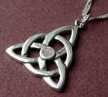 Opal Celtic Charmed Necklace CH-OP Sterling Silver Triquetra Pendant and Chain