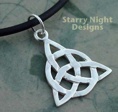Charmed Necklace CH2BC18 Sterling Silver Triquetra Celtic Knot Pendant on 18" Black Cord