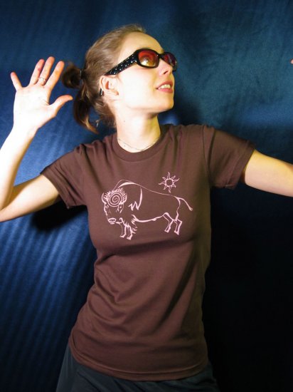 HIPnotic Buffalo of the Sun American Apparel tee (pink on chocolate)