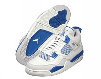 Jordan Retro 4 Wht/MBlu/Grey